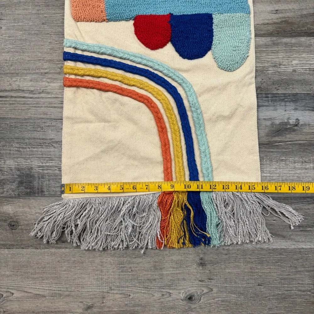 NWT Pottery Barn West Elm Ivory Rainbow Sun Cloud Tufted Tassel Wall Hanging